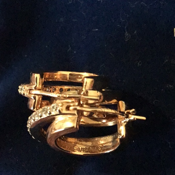 NEW Victoria Wieck 14k Rose Gold /925 Triple Hoop CZ Brilliant Hoop Earrings - Picture 10 of 16